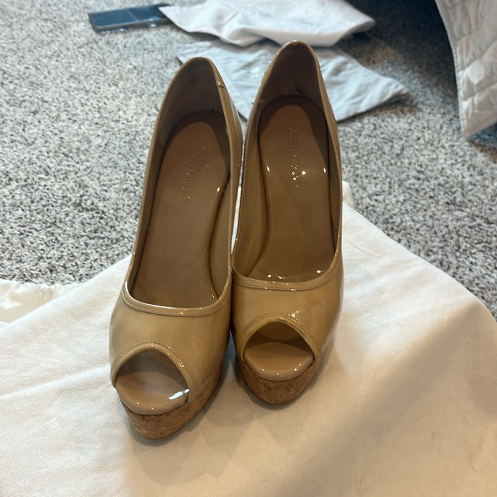 Jimmy Choo nude heels with cork heel